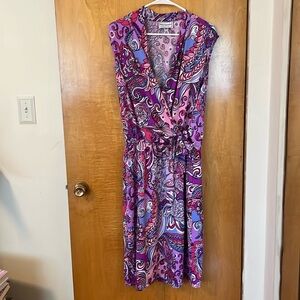 Retro paisley and floral purple dress